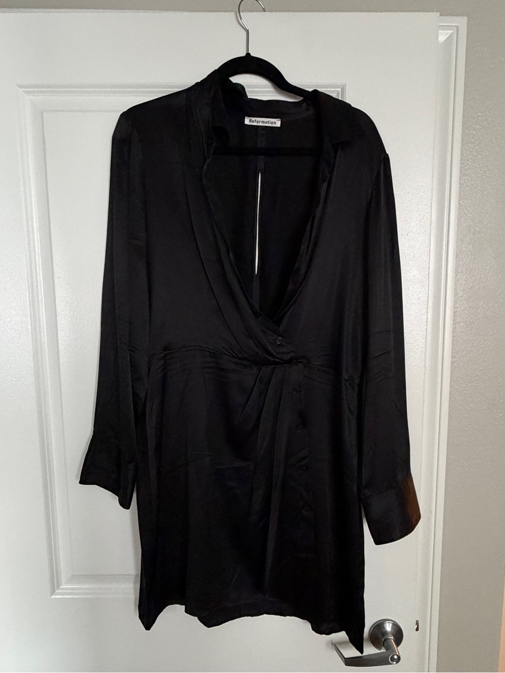 Reformation Black Alaine Silk Dress